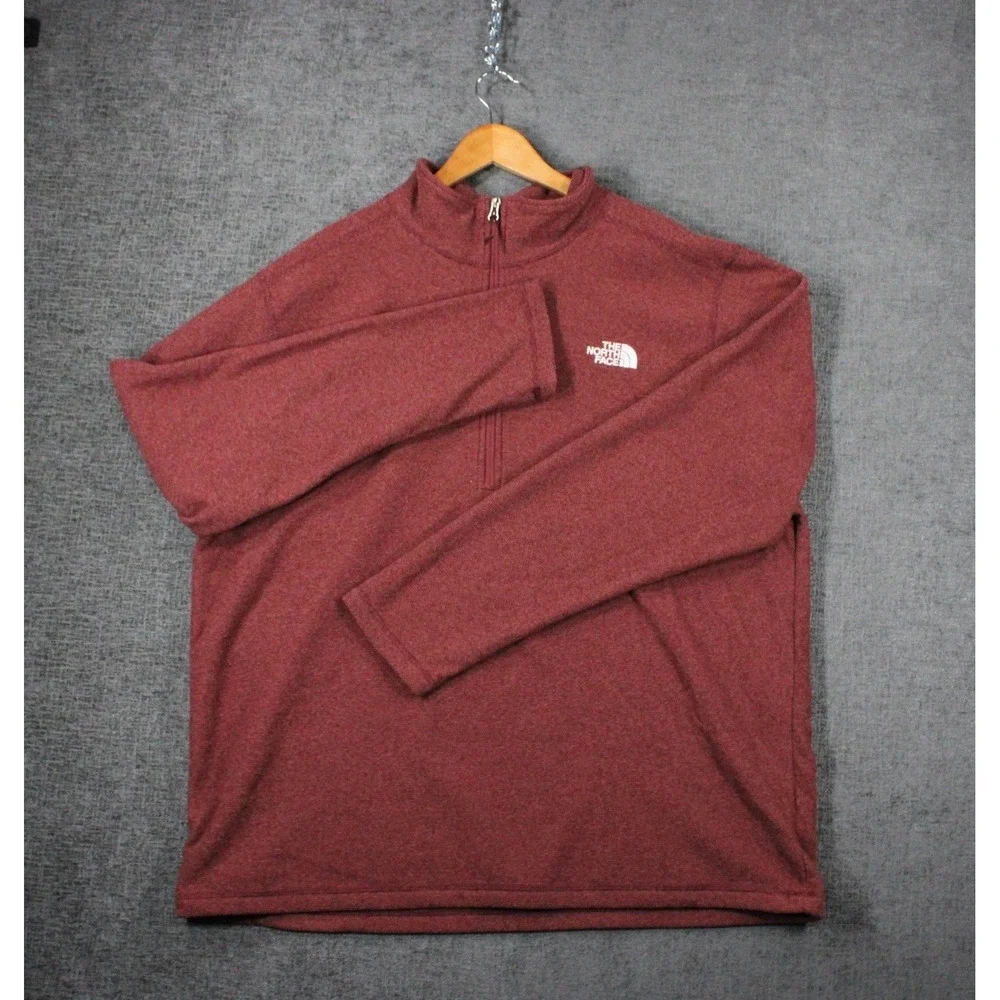 The North Face Mens XXL 1/4 Zip Fleece Pullover Burgundy Red Heathered 0841